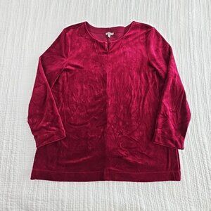 T by Talbots Women’s Velvet Long Sleeve Tunic Size L Dark Raspberry EUC Holiday
